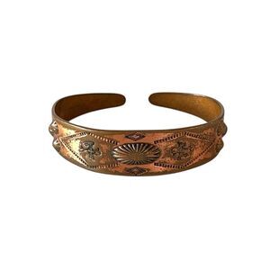 Vintage Bell Trading Post Copper Metal Cuff Bracelet